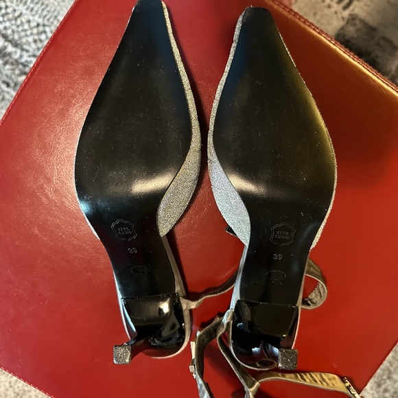 Jeanne Lottie Silver Sparkle Ankle Strap High Heels Size 8 - Picture 4 of 4